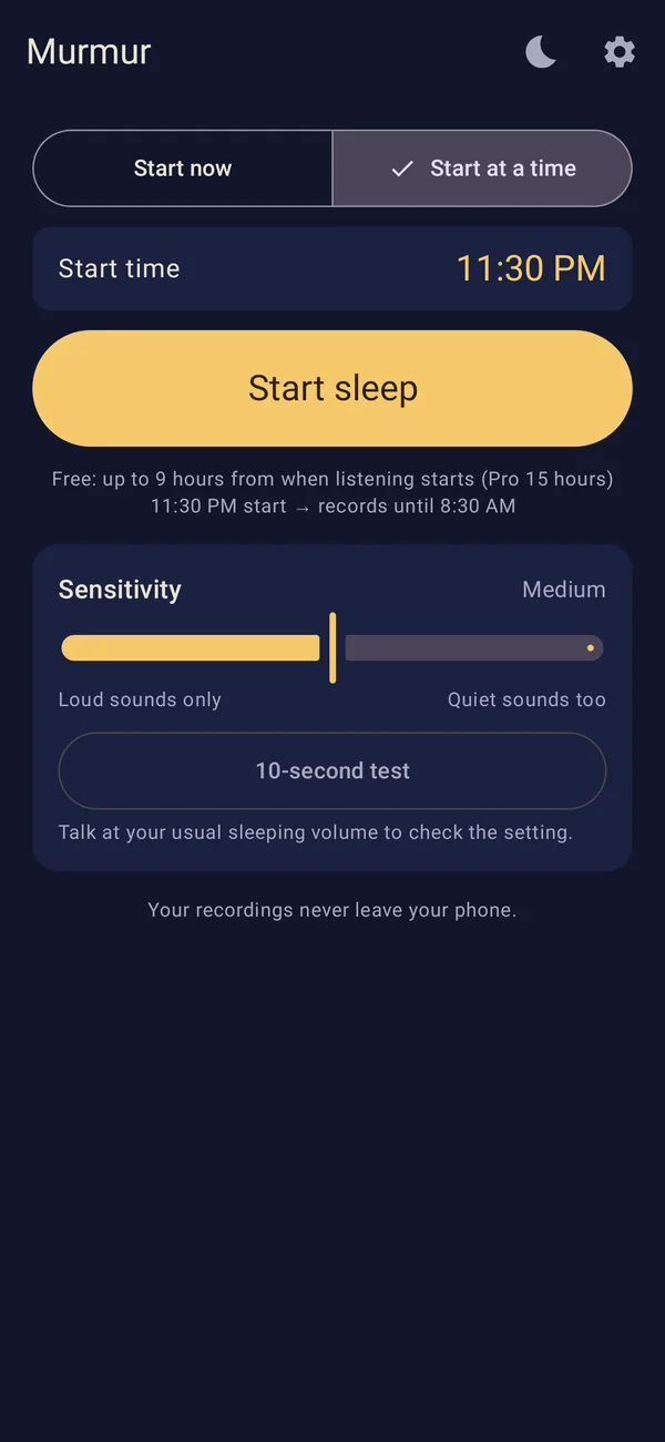 Start now or at a set time