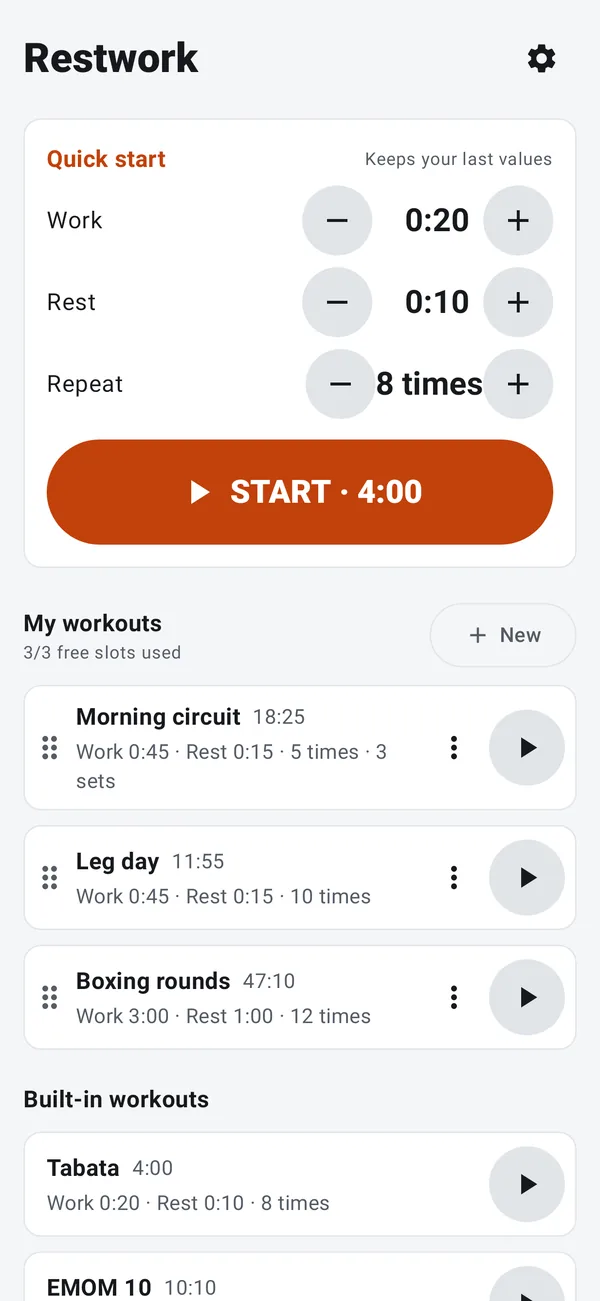 Quick start and your workouts